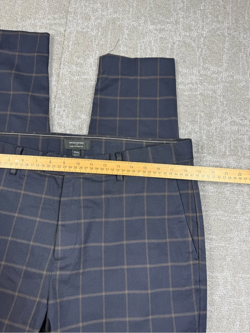 Banana Republic Slim Tapered Fit Plaid Dress Pant Men Size 35x32
